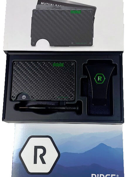 Ridge Slim RFID Blocking Wallet w/Cash Strap & Money Clip-Voodo Green-Carbon 3K