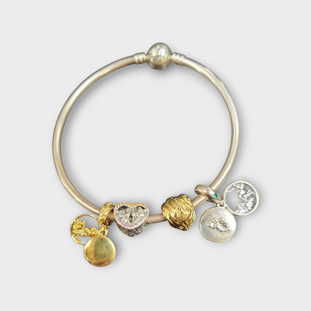 Pandora Moments Disney Simba Clasp 7.75” S925 Bangle with Charms (SPG064114)