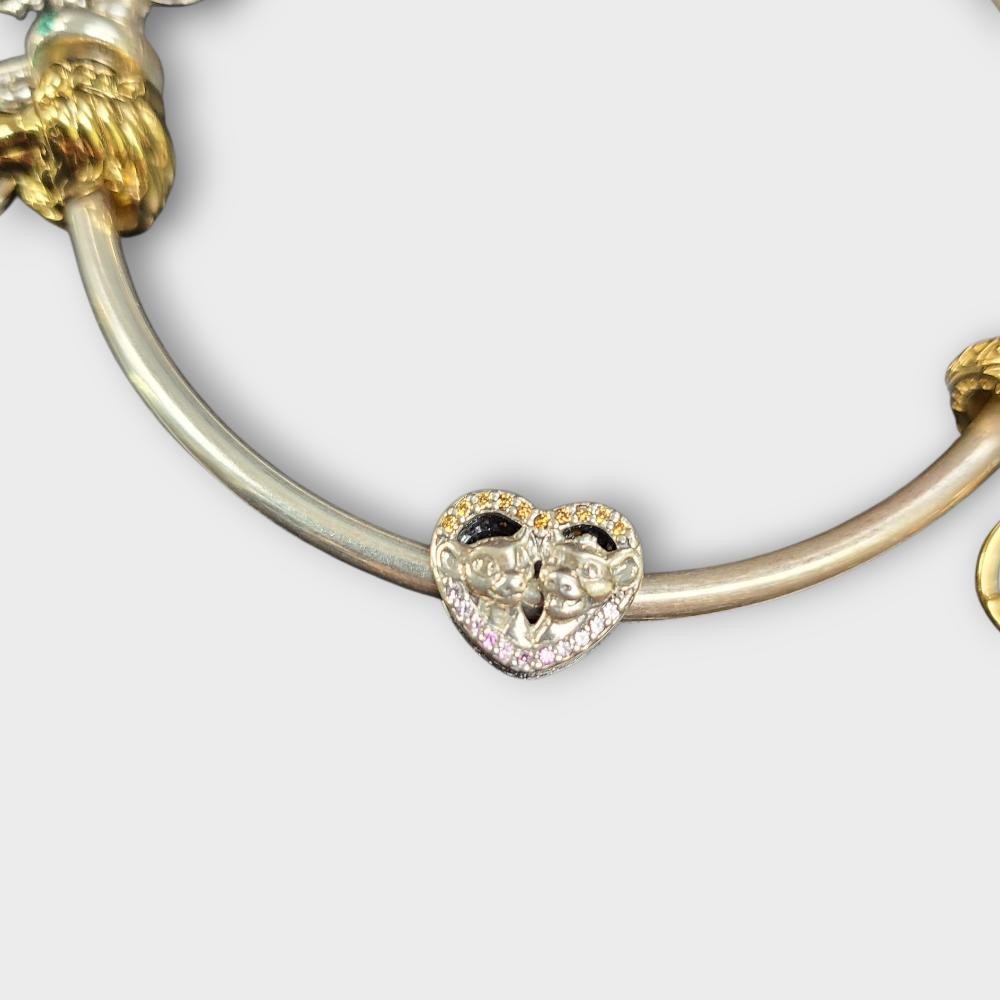 Pandora Moments Disney Simba Clasp 7.75” S925 Bangle with Charms (SPG064114)