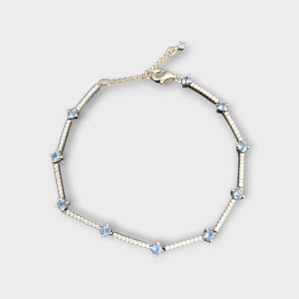 Pandora Bracelet with Sparkling Blue Bars and Pavé Bracelet 599217C0 (SPG064250)