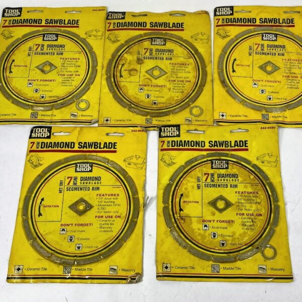 Lot of 5 Tool Shop 7-inch Diamond Wet/Dry Sawblade Segmented Rim