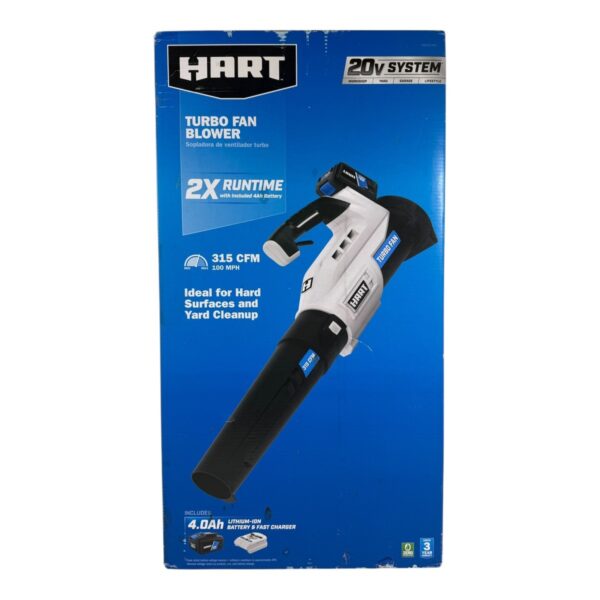 HART 20-volt Turbo Fan Blower 100MPH 315 CFM w/4Ah Battery & Charger (SPG064921)