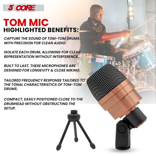 5 Core Tom Snare Mic Cardioid Dynamic Microphone for Drum Kit - Image 14