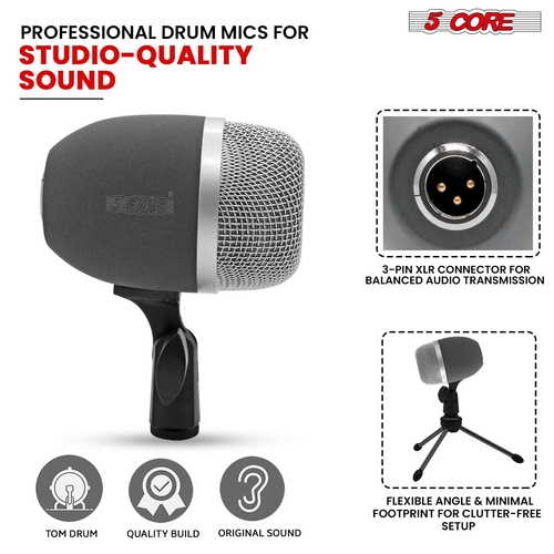 5 Core Tom Snare Mic Cardioid Dynamic Microphone for Drum Kit - Image 6