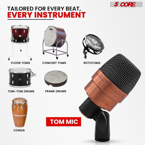 5 Core Tom Snare Mic Cardioid Dynamic Microphone for Drum Kit - Image 16