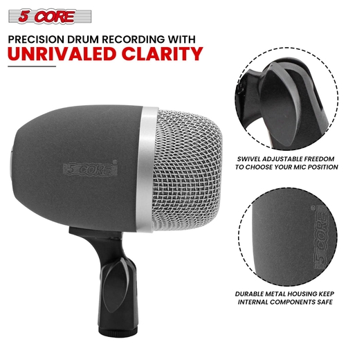 5 Core Tom Snare Mic Cardioid Dynamic Microphone for Drum Kit - Image 7