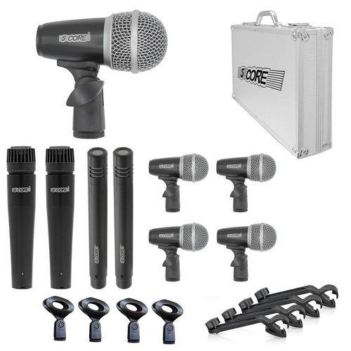 5Core Drum Mic Kit 9 Pcs Kick Basstom Snare Dynamic Mics Instrument
