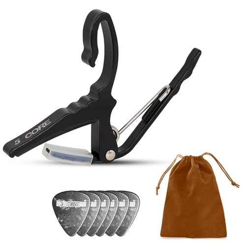 5Core Capo Acoustic Electric Guitar String Clip + 6Pcs Guitar Picks