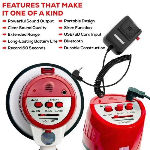 5Core Megaphone Bullhorn Speaker 50W Bull Horn Cheer Megafono 300 - Image 4