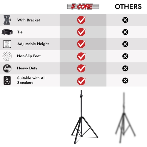 5Core Speaker Stand Tripod Tall Adjustable 72 Inch DJ Pole Mount - Image 24