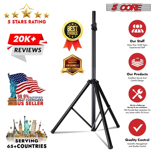 5Core Speaker Stand Tripod Tall Adjustable 72 Inch DJ Pole Mount - Image 13
