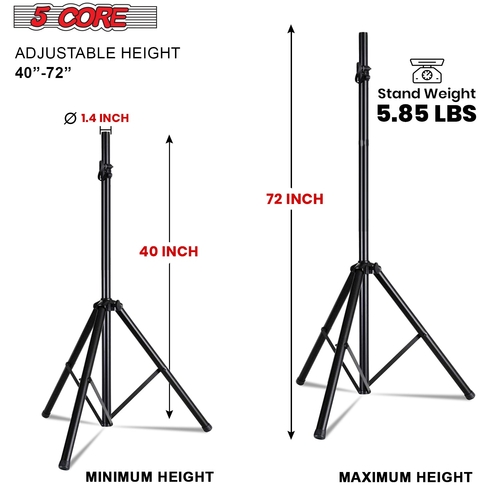 5Core Speaker Stand Tripod Tall Adjustable 72 Inch DJ Pole Mount - Image 15