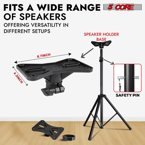 5Core Speaker Stand Tripod Tall Adjustable 72 Inch DJ Pole Mount - Image 4