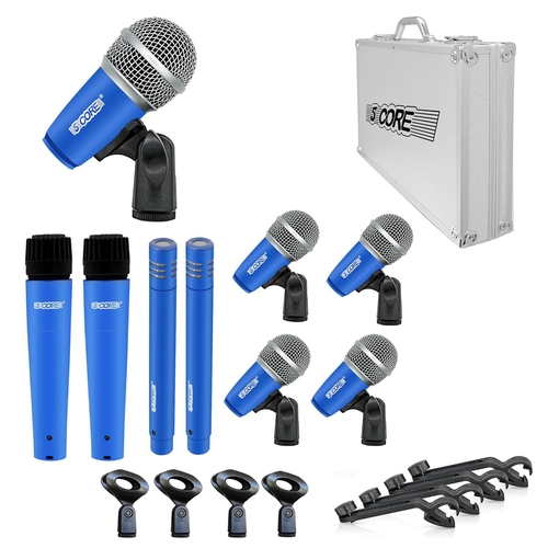5Core Drum Mic Kit 9 Pcs Kick BassTom Snare Dynamic Mics Instrument