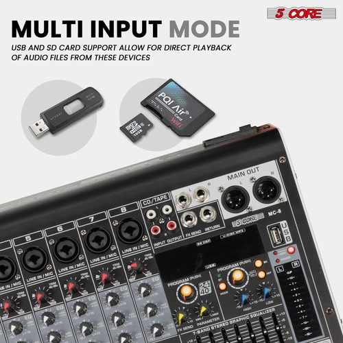 Audio Mixer 8 Channel DJ Equipment with Bluetooth USB Console Sound - Image 7