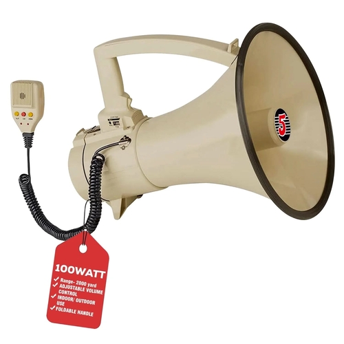 5Core Megaphone Bullhorn Speaker 100W Professional Bull Horn Battery