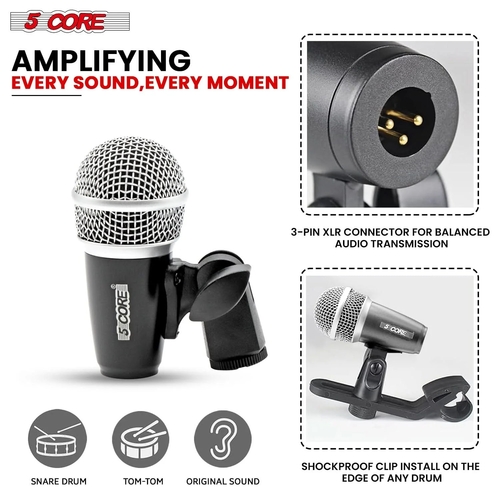 5Core Conga Mic Snare Tom Microphone Drum Kit Condenser XLR Instrument - Image 6