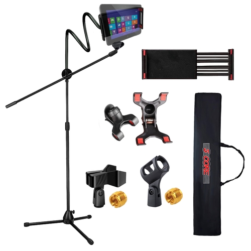 5 Core Tripod Mic Stand w Phone Holder Height Adjustable Microphone