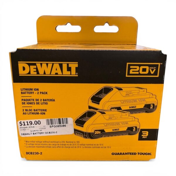 DEWALT DCB230-2 20 Volt 2Ah Li-Ion Batteries2 -Pack (SPG065086)
