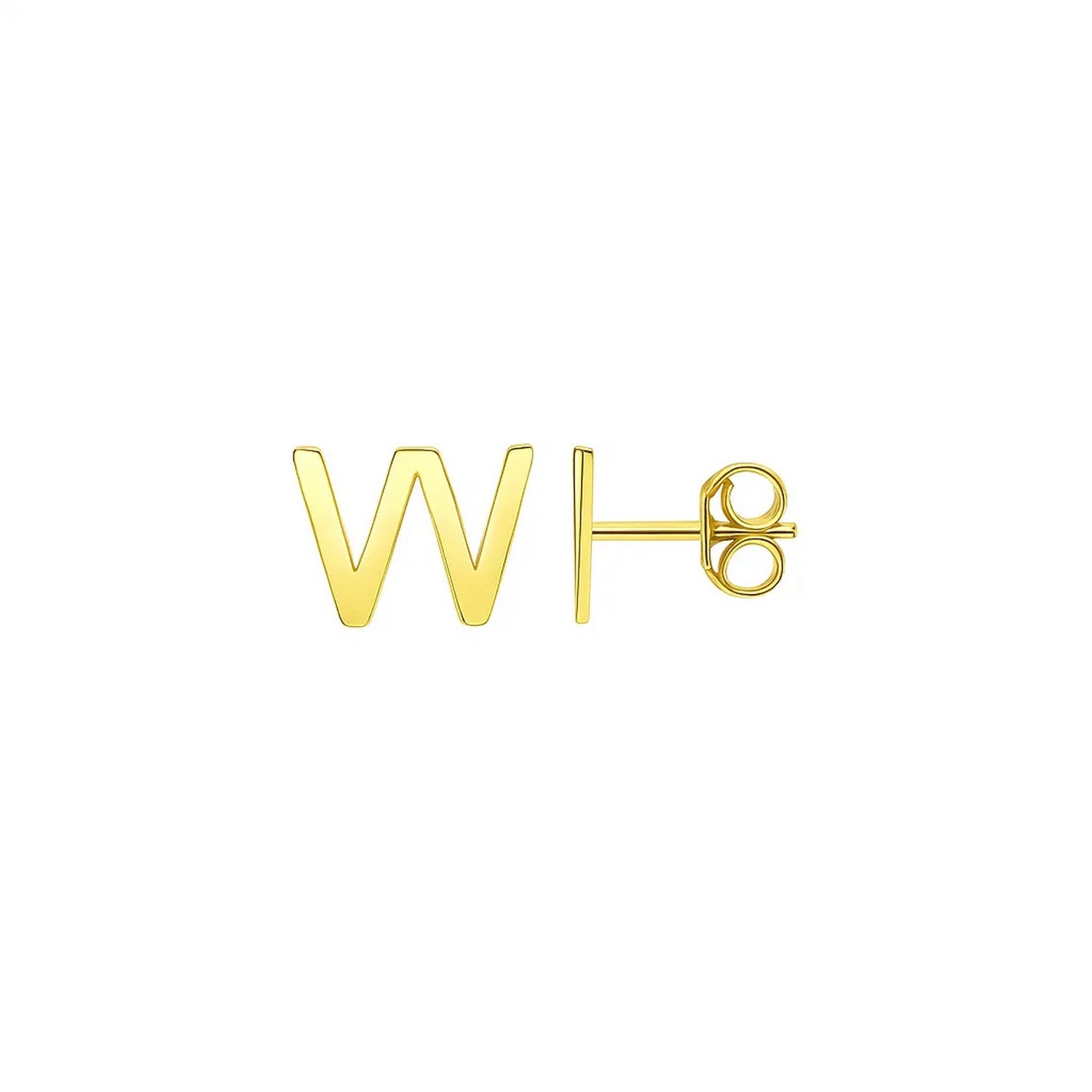 14K Yellow Gold Yours Truly Initial W Stud Earrings