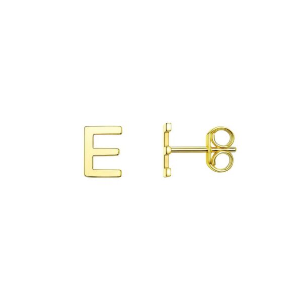 14K Yellow Gold Yours Truly Initial E Stud Earrings