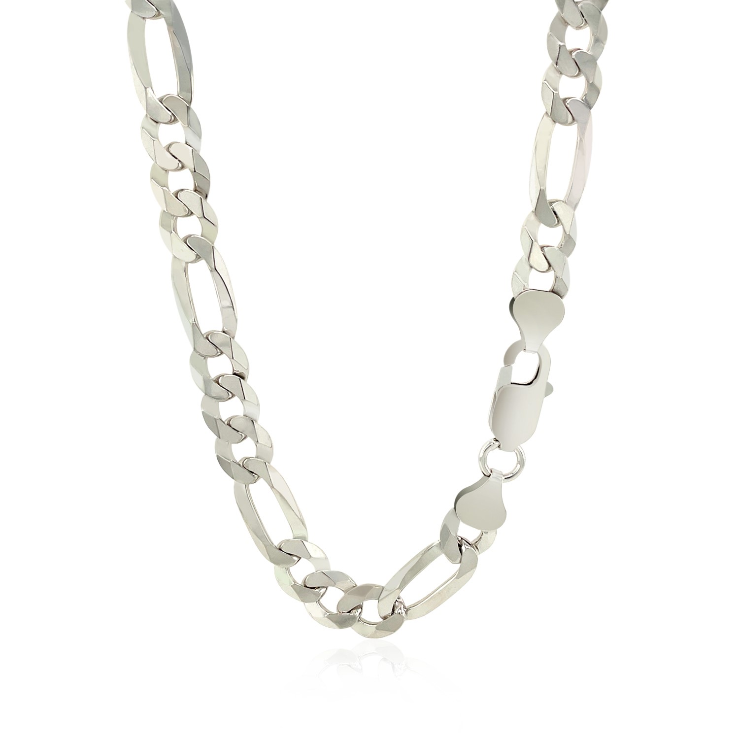 Rhodium Plated Sterling Silver Figaro Style Chain (8.10 mm) - Image 2