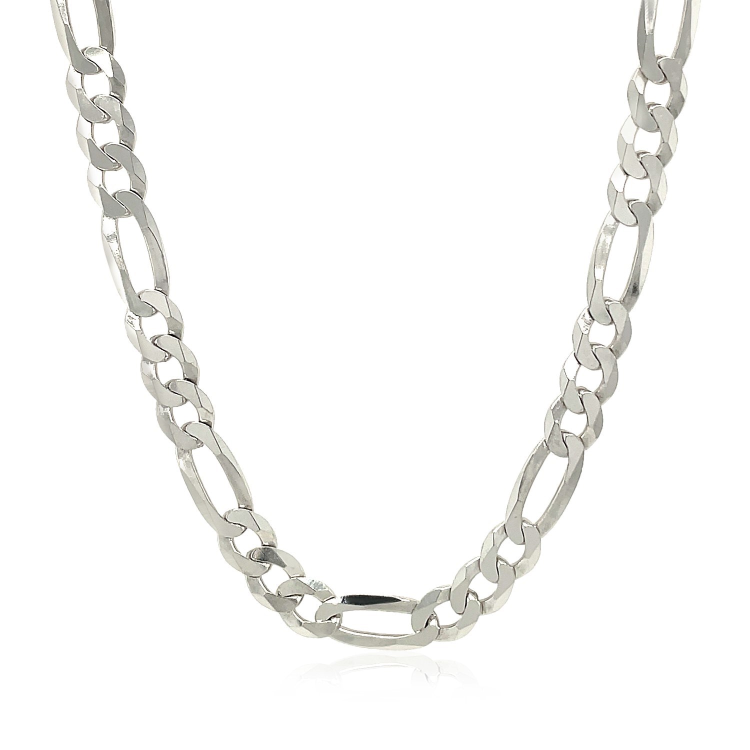 Rhodium Plated Sterling Silver Figaro Style Chain (8.10 mm) - Image 3