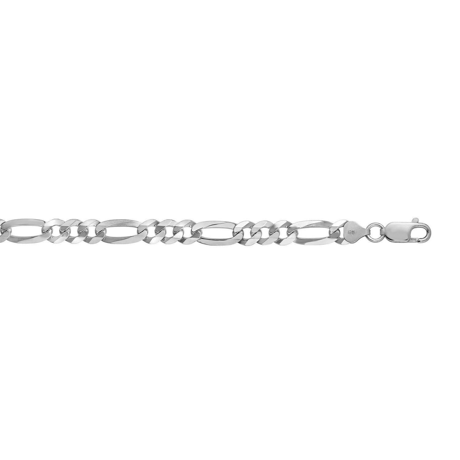 Rhodium Plated Sterling Silver Figaro Style Chain (8.10 mm) - Image 5