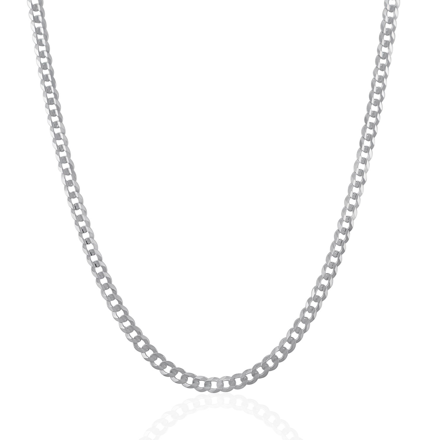 Rhodium Plated 3.7mm Sterling Silver Curb Style Chain (3.70 mm) - Image 2