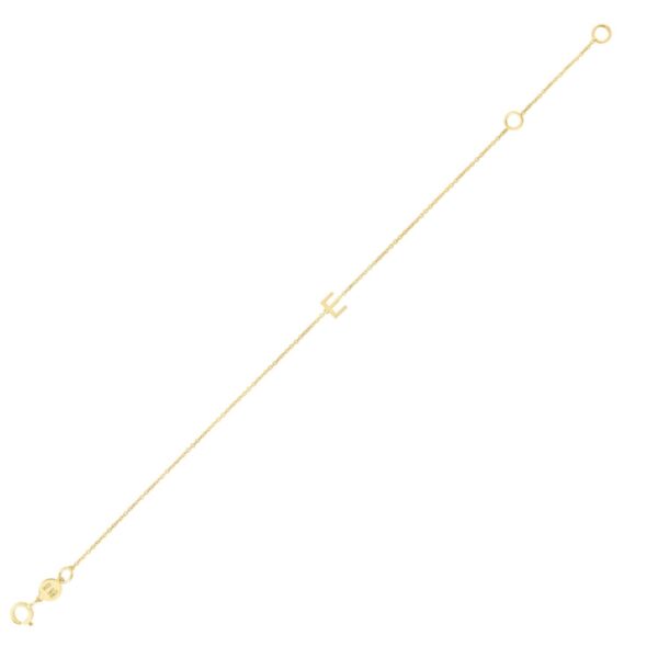14K Yellow Gold Mini Initial E Bracelet