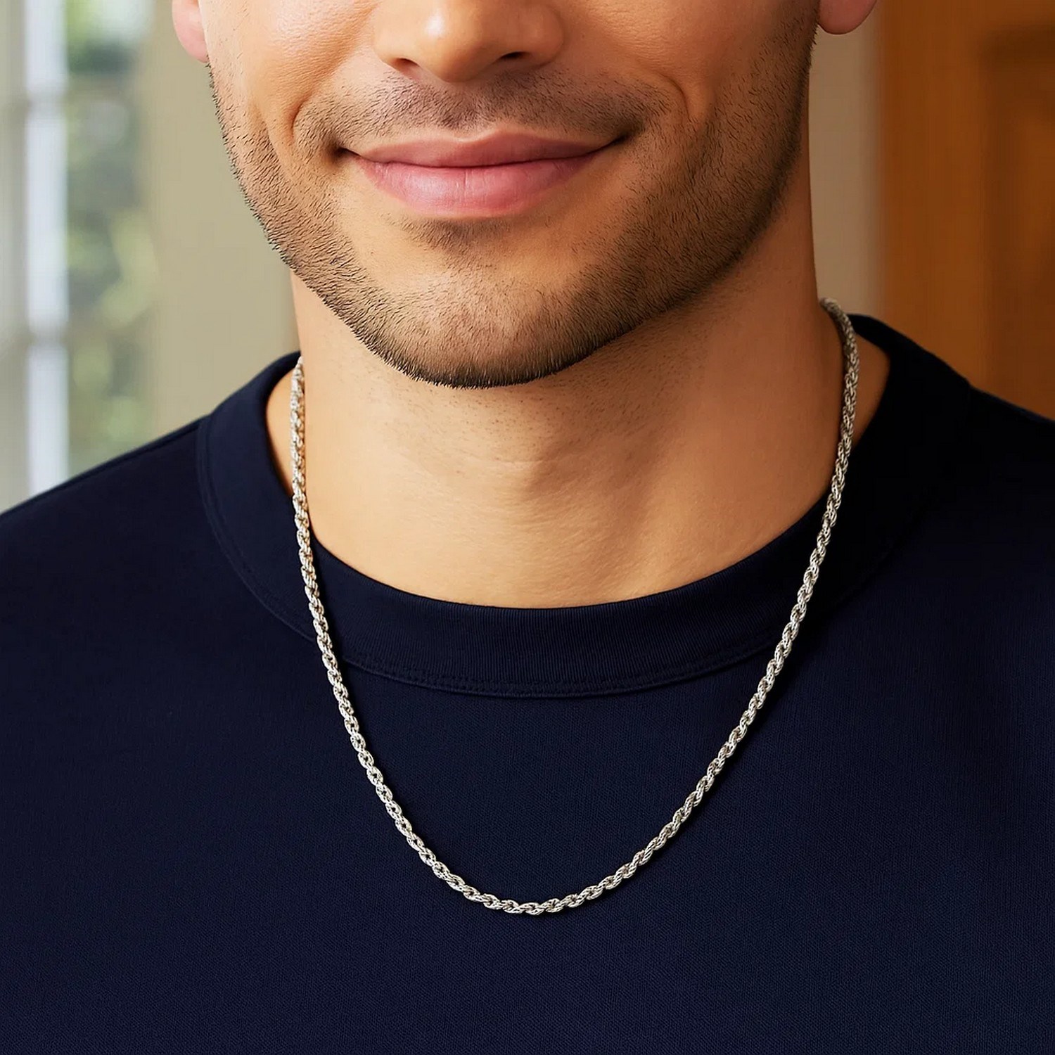 Sterling Silver Diamond Cut Rope Style Chain (3.60 mm) - Image 5