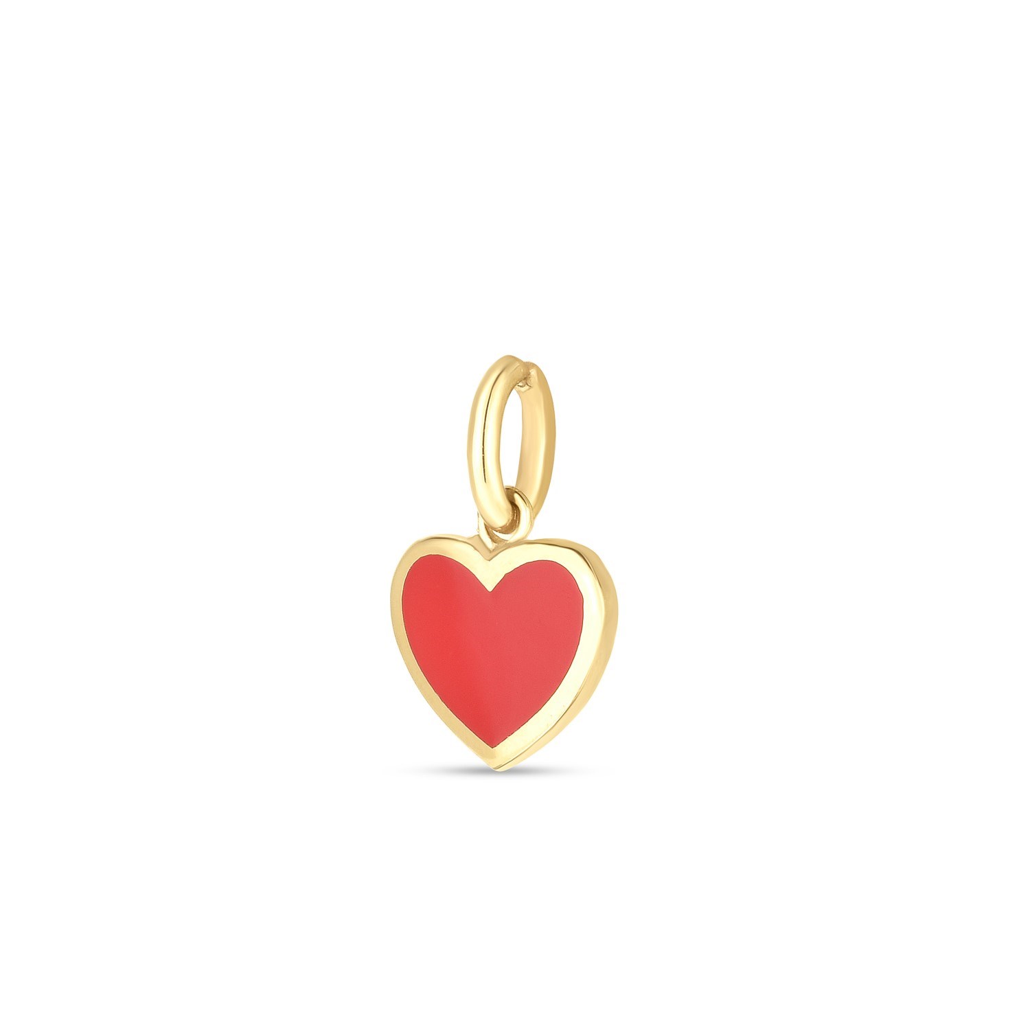 14k Yellow Gold Mini Red Enamel Heart Charm - Image 2