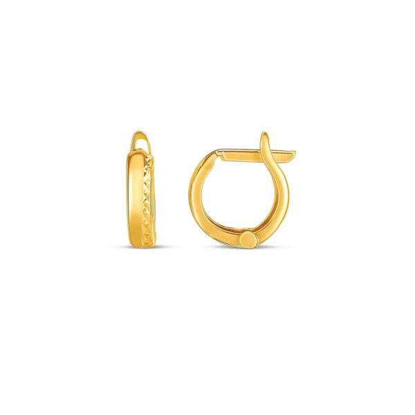 14k Yellow Gold Textured Huggie Hoops(3x10mm)