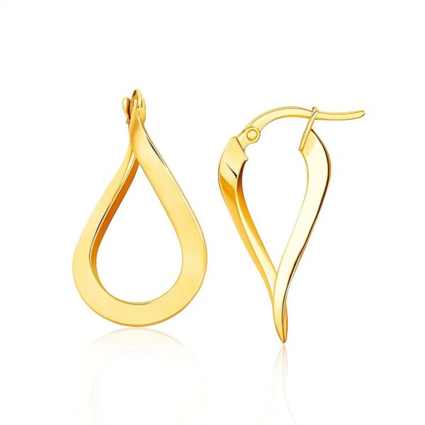 14k Yellow Gold Flat Polished Twisted Hoop Earrings