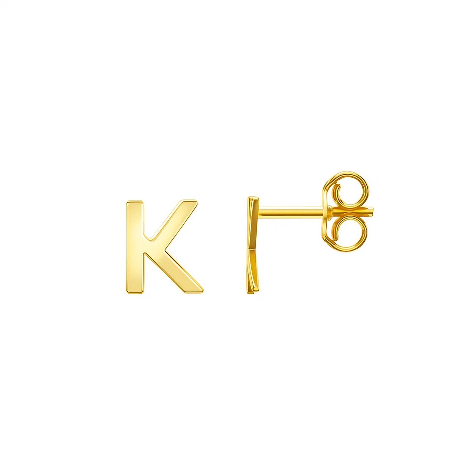 14K Yellow Gold Yours Truly Initial K Stud Earrings