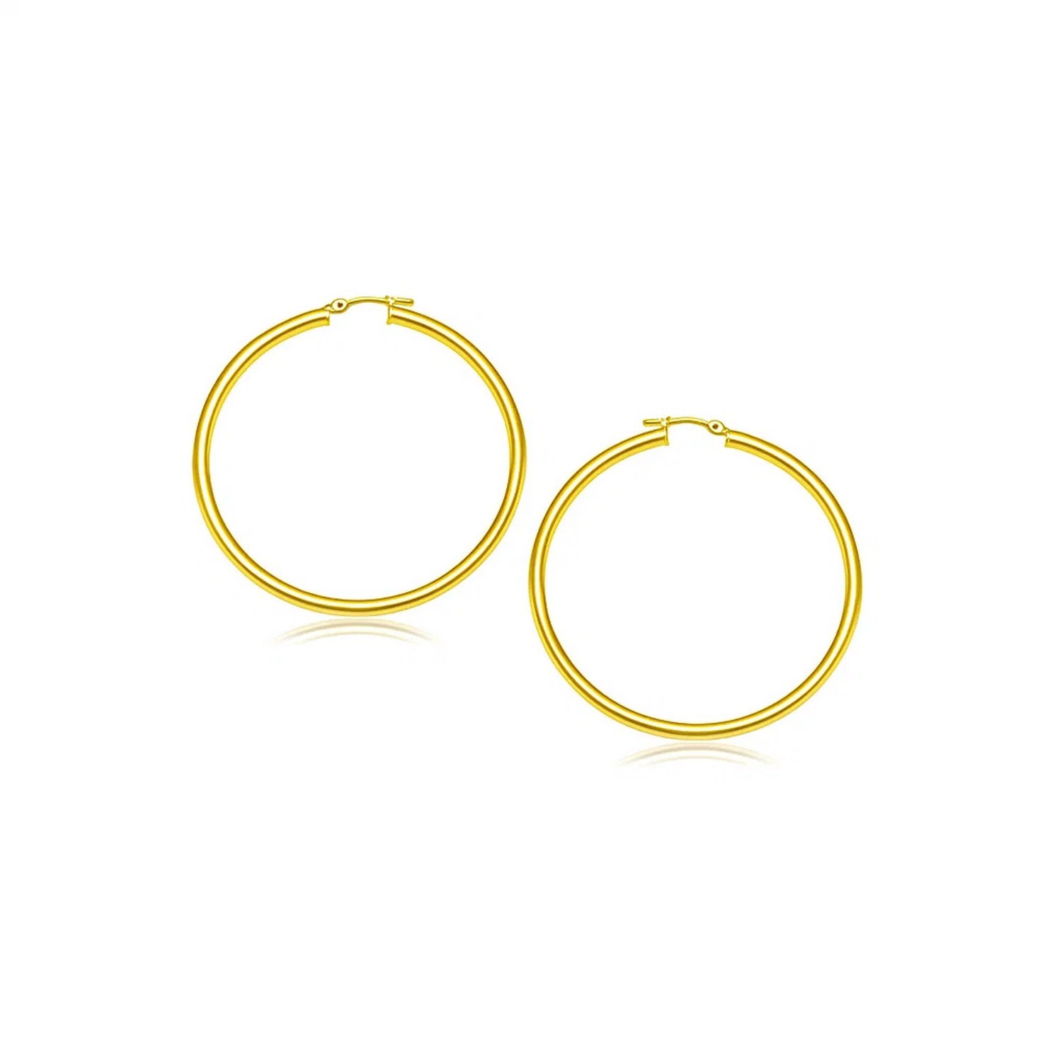 14k Yellow Gold Polished Hoop Earrings (3x20mm)