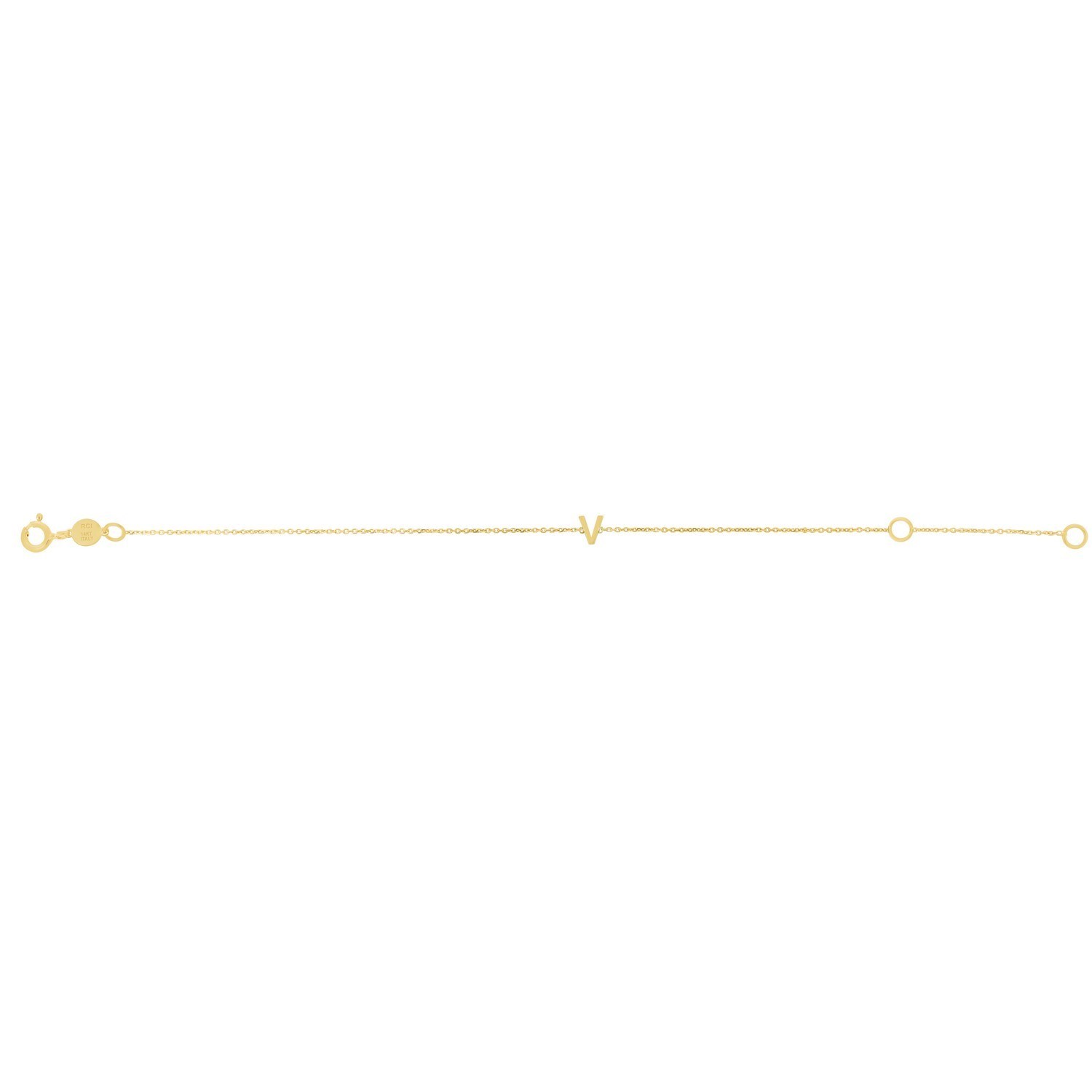 14K Yellow Gold Mini Initial V Bracelet - Image 2