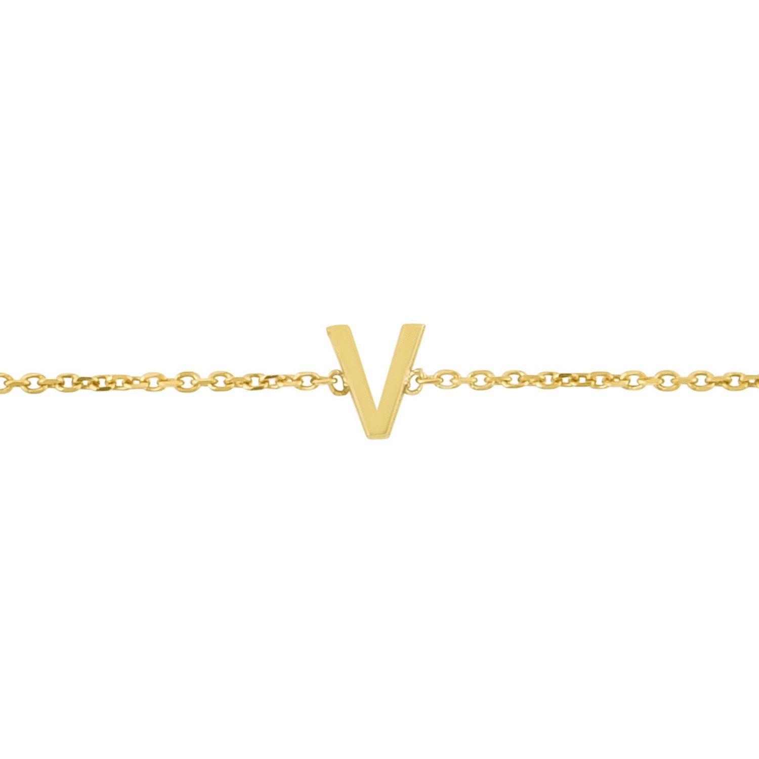 14K Yellow Gold Mini Initial V Bracelet - Image 3