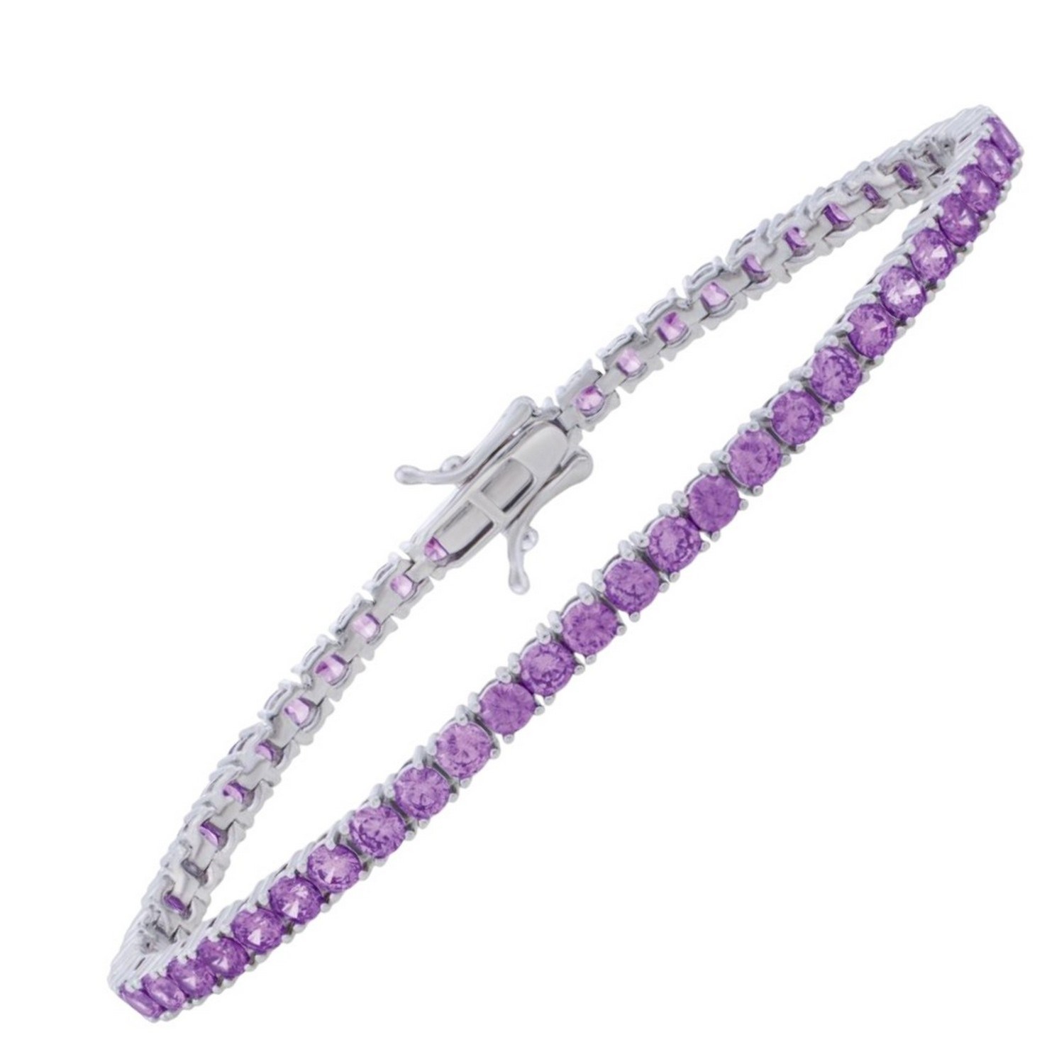 Sterling Silver Purple CZ Tennis Bracelet (3.30 mm)