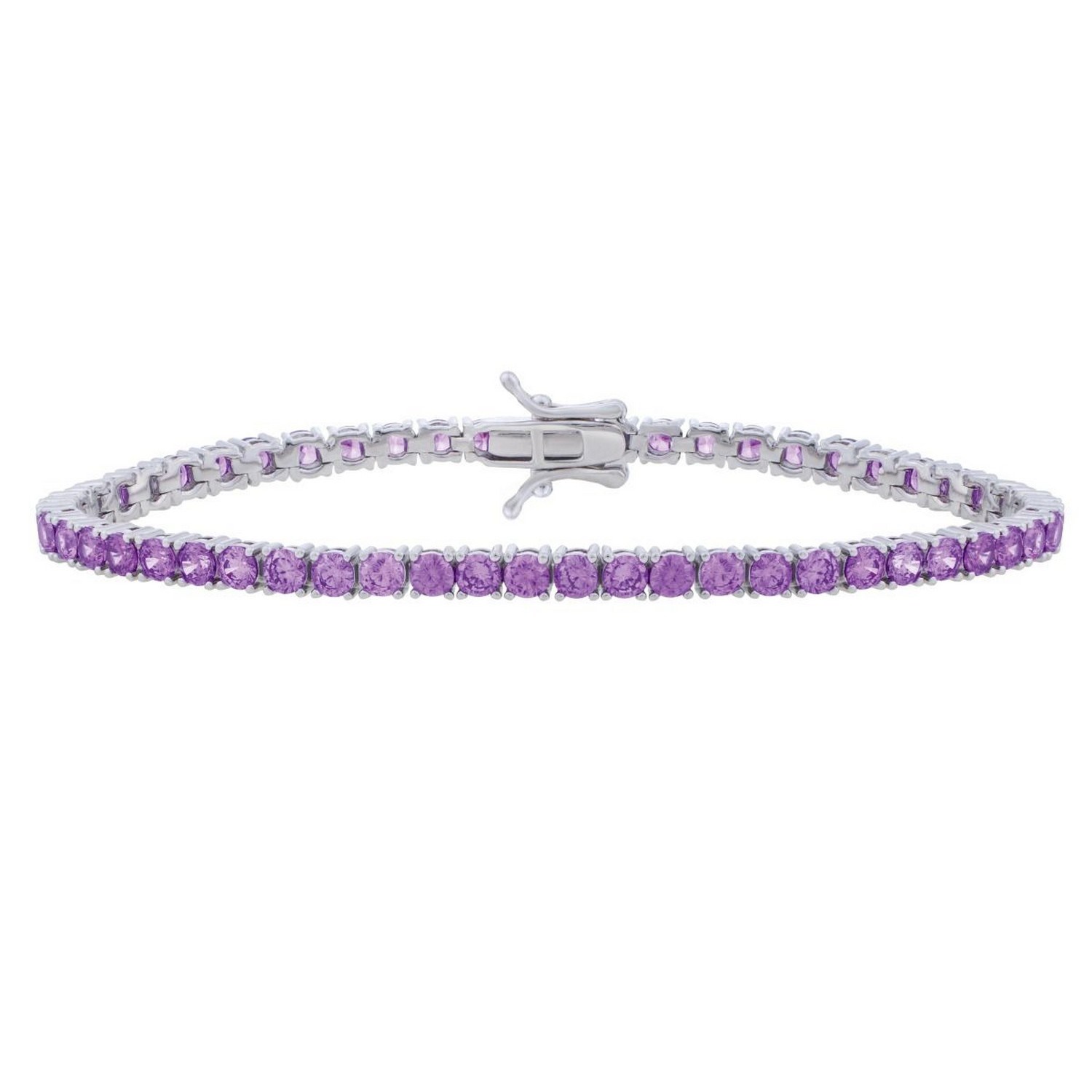 Sterling Silver Purple CZ Tennis Bracelet (3.30 mm) - Image 2