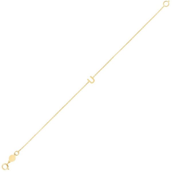 14K Yellow Gold Mini Initial U Bracelet