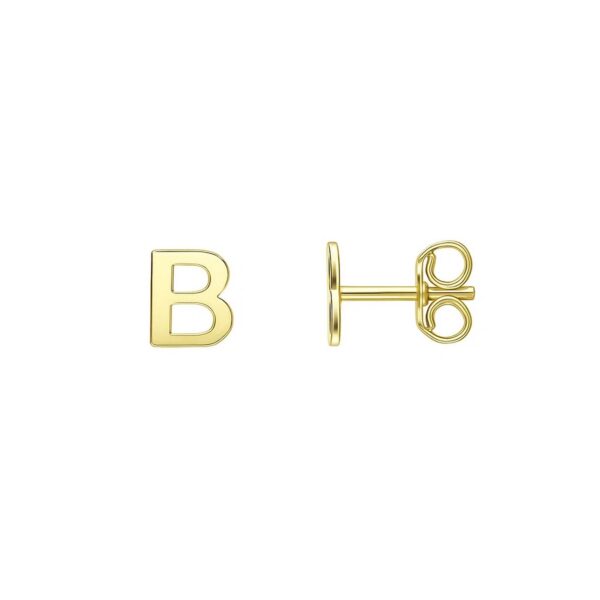 14K Yellow Gold Yours Truly Initial B Stud Earrings