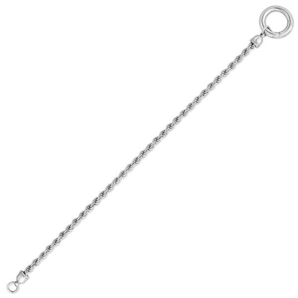 Sterling Silver Rhodium Plated Fancy Push Lock Rope Chain Bracelet (3.40 mm)