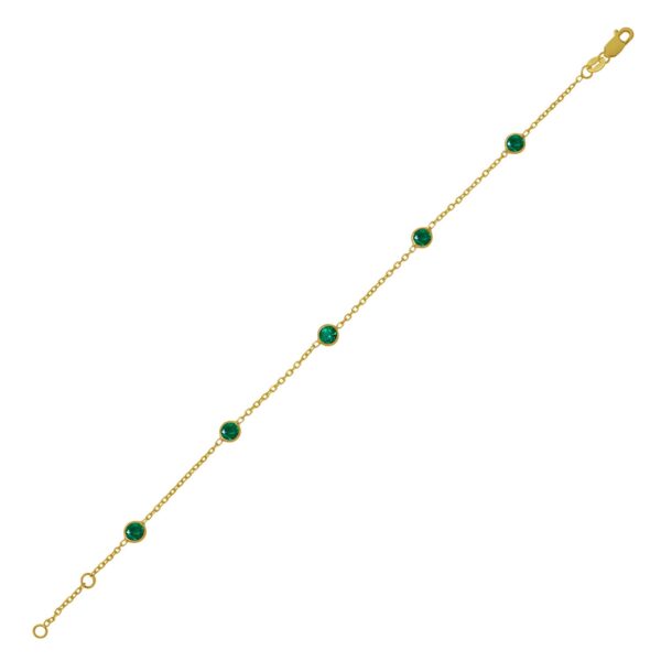 14K Yellow Gold Emerald Station Bracelet