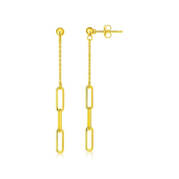 14K Yellow Gold Paperclip Chain and Fine Link Earrings