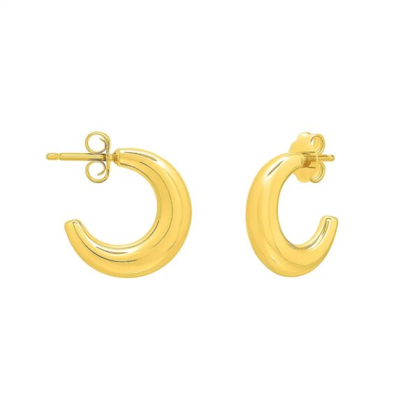 Puffy C Shaped Hoop Earrings in 14K Yellow Gold