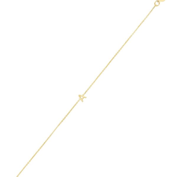 14K Yellow Gold Mini Initial A Bracelet