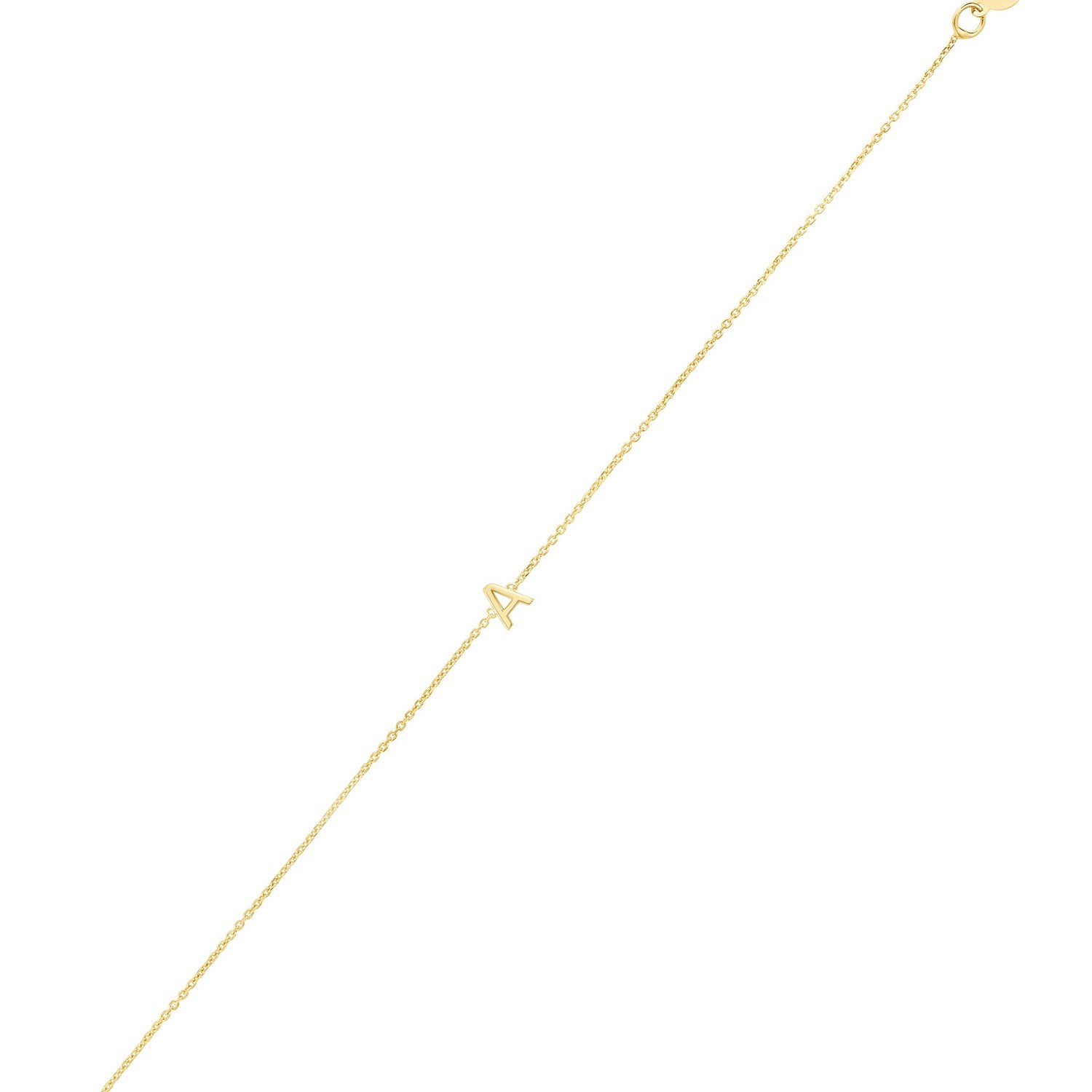 14K Yellow Gold Mini Initial A Bracelet