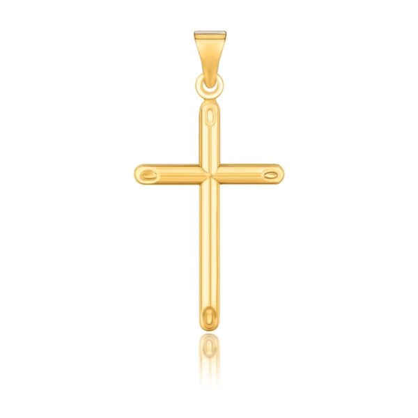 14k Yellow Gold Slim Cross Pendant with Slanted Ends
