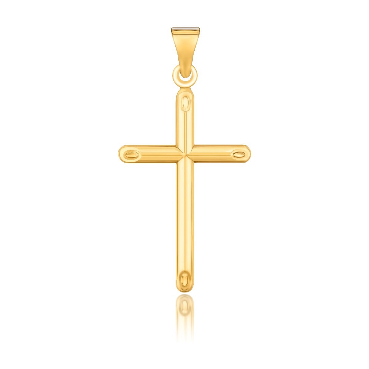 14k Yellow Gold Slim Cross Pendant with Slanted Ends